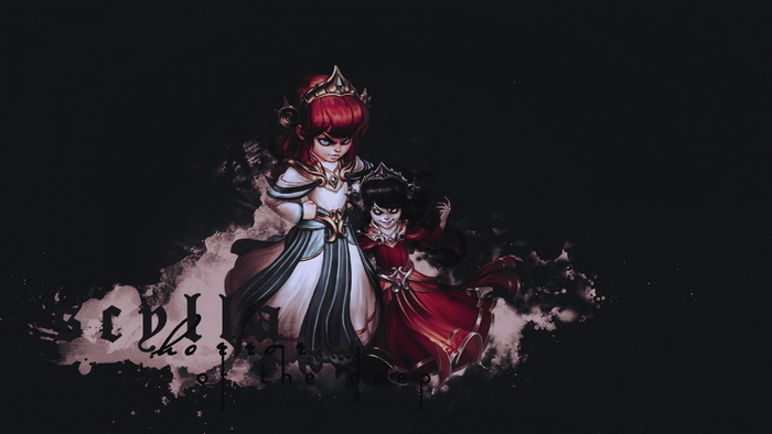 Two girls from Smite in dark fantasy illustration