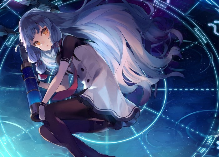 Murakumo from Kantai Collection with a telescope