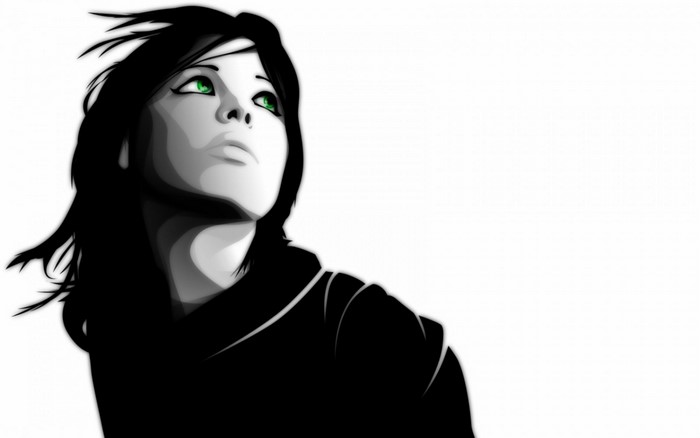 Illustration of a woman with green eyes