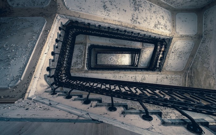 Spiral Staircase in an Abandoned Building