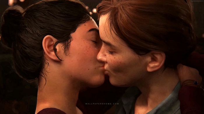 Ellie and Dina kissing in The Last of Us Part II