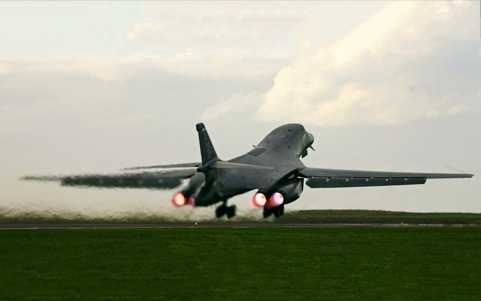 Rockwell B-1 Lancer bomber taking off