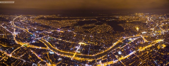 Aerial view of Tbilisi, Georgia at night