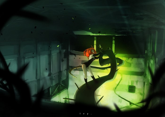 Poison Ivy in a dark, overgrown environment