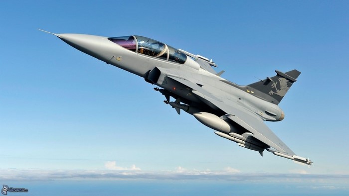 Saab JAS 39 Gripen fighter jet in flight