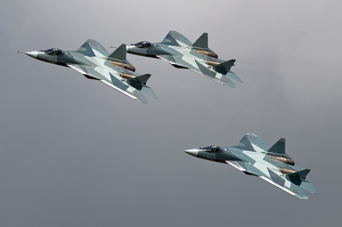 Sukhoi PAK FA Stealth Fighter Jets in Formation