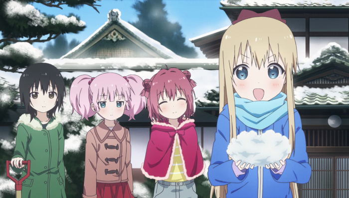 Anime characters in winter setting