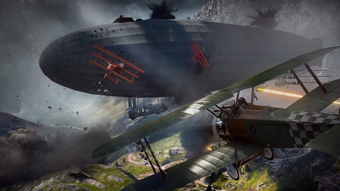 Battlefield 1: Airships and biplanes in aerial combat