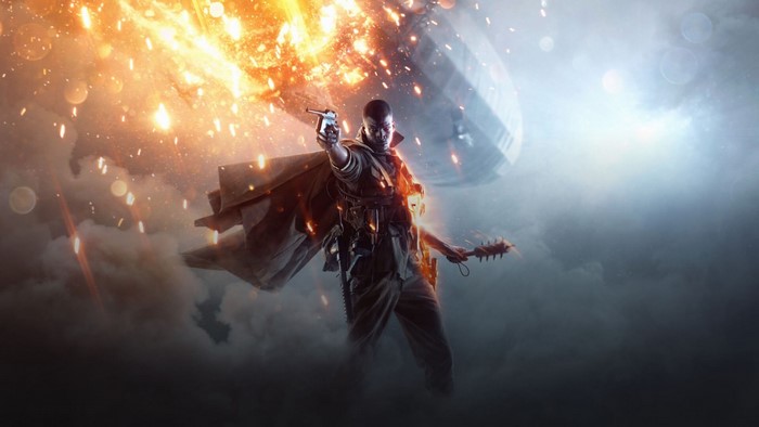 Soldier from Battlefield 1 with Zeppelin and Explosion
