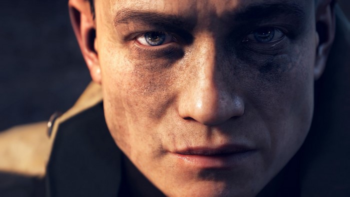 Close up of a man's face from Battlefield 1