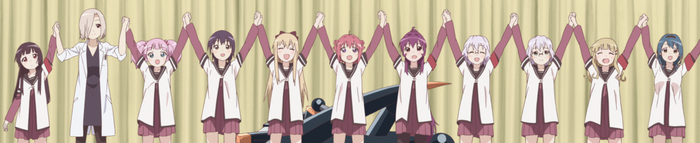 Yuru Yuri characters holding hands