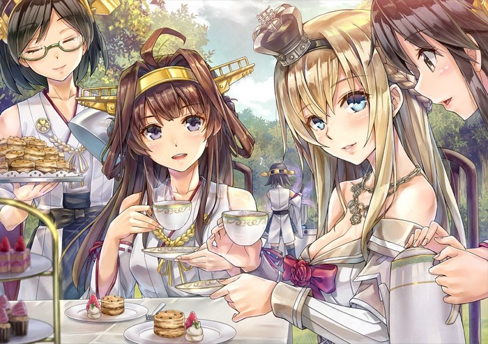 Kantai Collection characters having a tea party