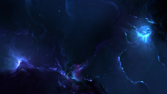 Blue and purple nebula with stars in outer space