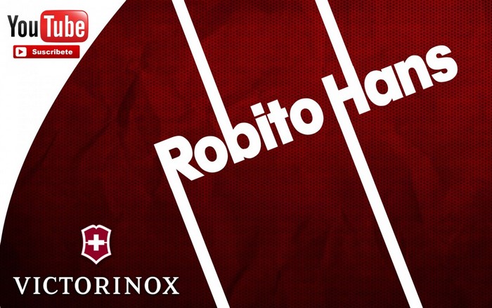 YouTube logo and Victorinox logo with text Robito Hans