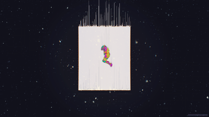 Glitch art astronaut in abstract space