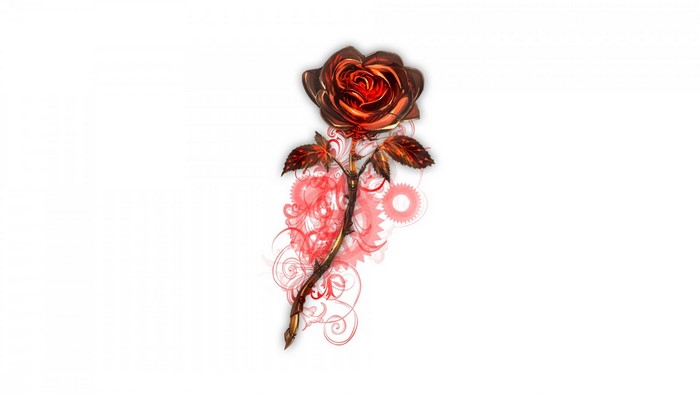 Steampunk rose with gears and swirls