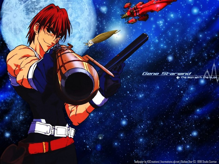 Gene Starwind from Outlaw Star holding a gun