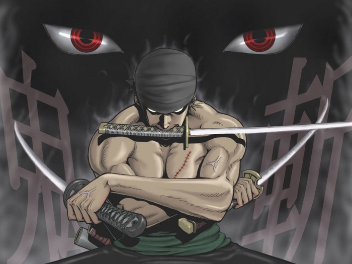 Roronoa Zoro from One Piece with three swords