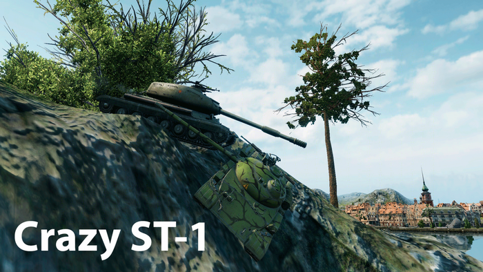 Two tanks on a hill with a town in the background