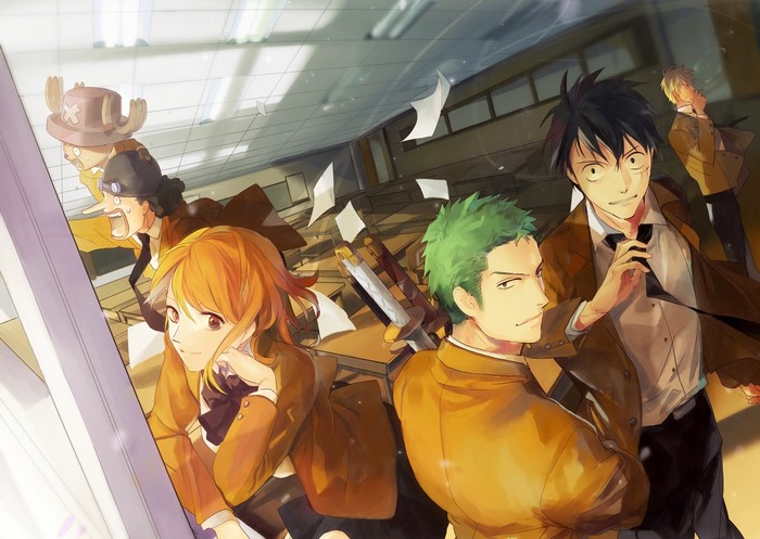 One Piece Characters in a Classroom Setting
