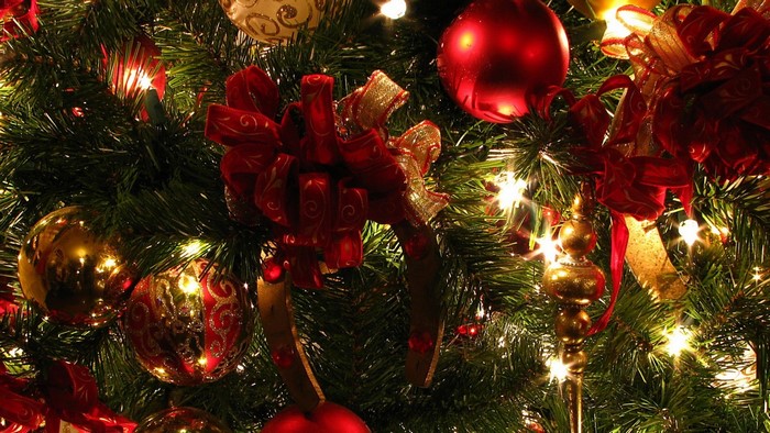 Festive Christmas Tree with Ornaments and Lights
