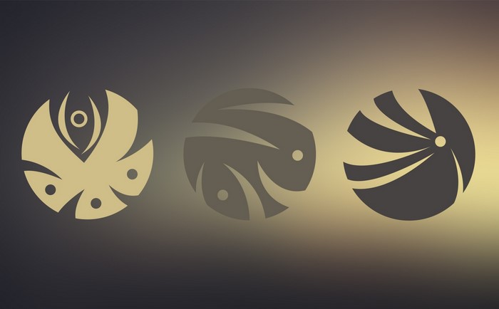 Abstract circular logos on a gradient background