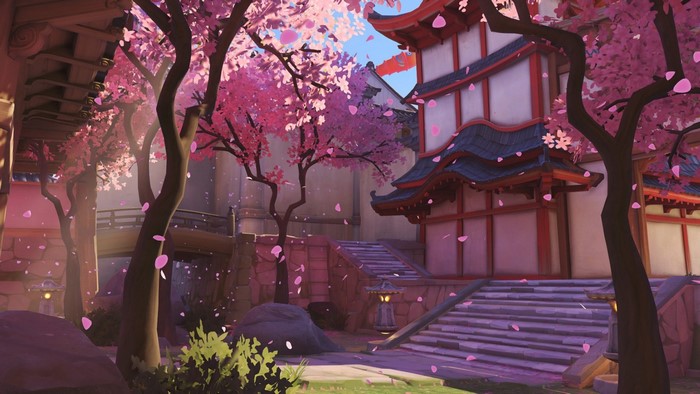Hanamura Overwatch map with cherry blossoms