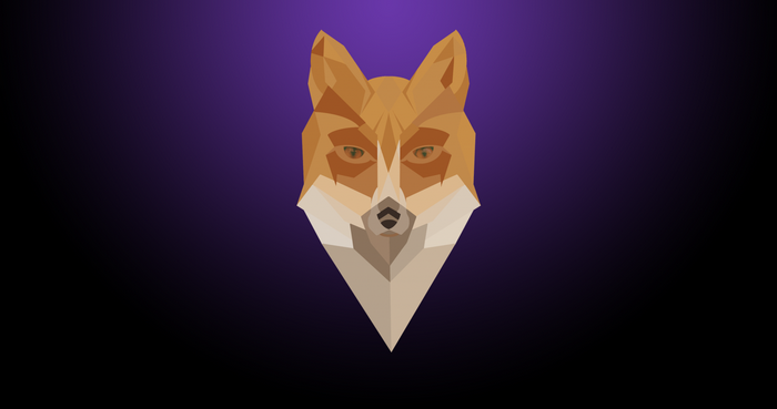 Minimalist fox illustration on purple background