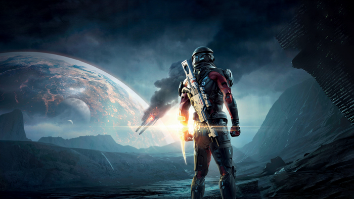 Mass Effect Andromeda soldier on alien planet