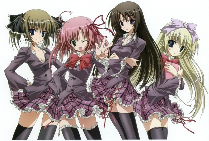 Anime girls from Seitokai no Ichizon in school uniforms