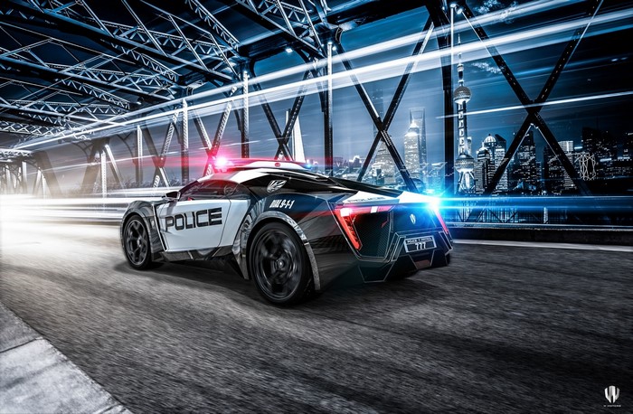 Lykan Hypersport Police Car on a Bridge