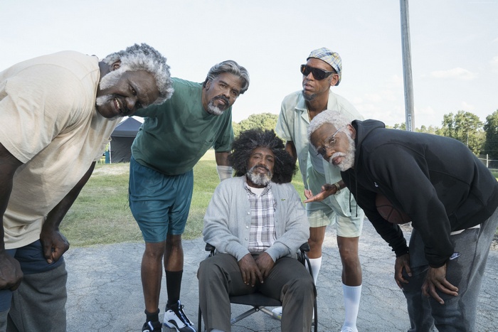 Uncle Drew cast on basketball court