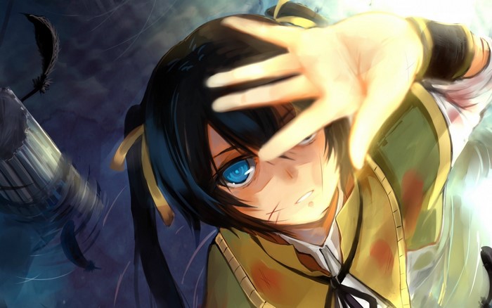 Anime girl with blue eyes and black hair