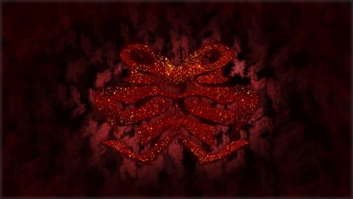 Glittering red bow on a dark textured background
