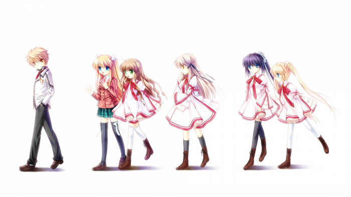 Characters from Rewrite standing together