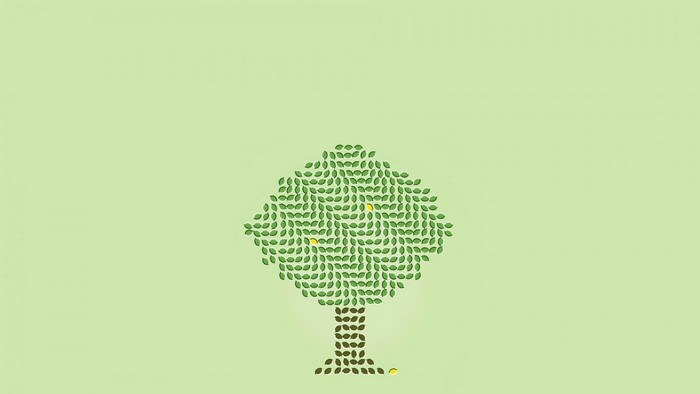 Tree made of leaves with lemons