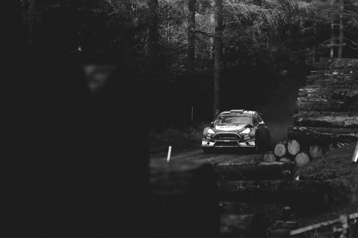 Robert Kubica driving a Ford Fiesta WRC rally car