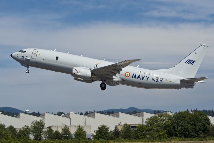 Indian Navy Boeing P-8I Neptune aircraft taking off