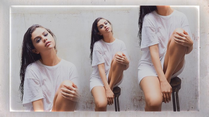 Selena Gomez Casual White Outfit Photoshoot