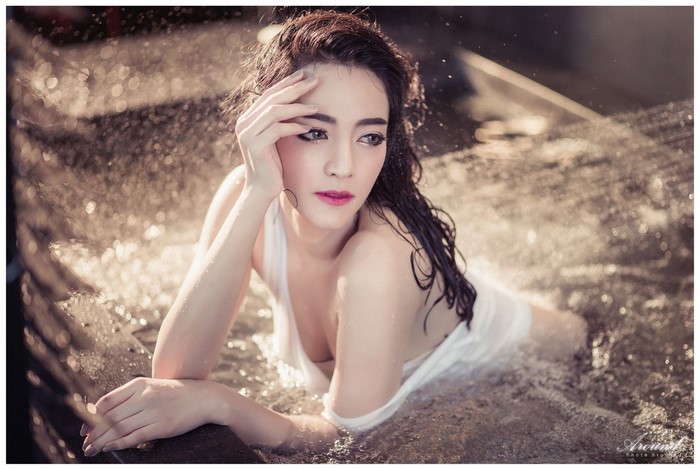 Asian Woman in Water Portrait from Thailand