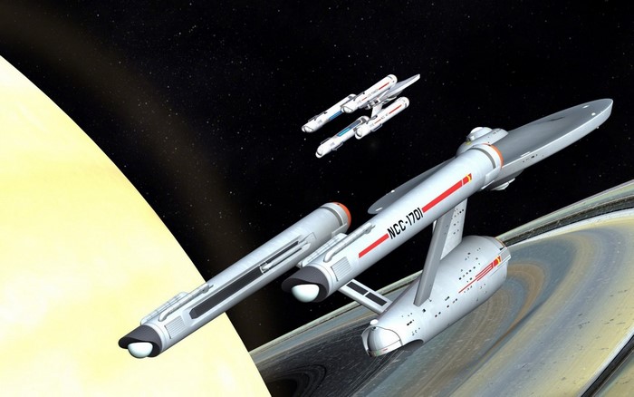 Starship Enterprise NCC-1701 near Saturn