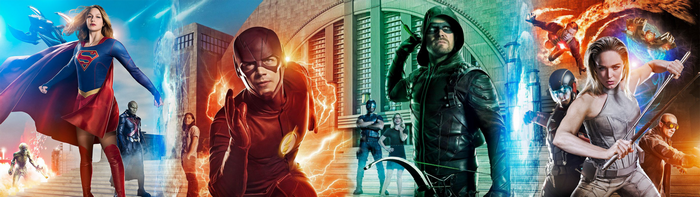 Supergirl, Flash, Green Arrow, and White Canary from DC Comics
