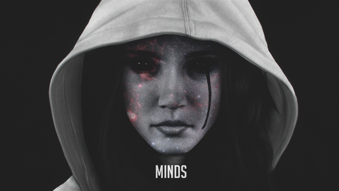 Woman with galaxy face and hoodie