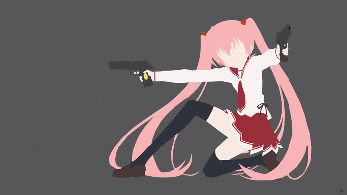 Aria Holmes Kanzaki from Hidan no Aria holding guns