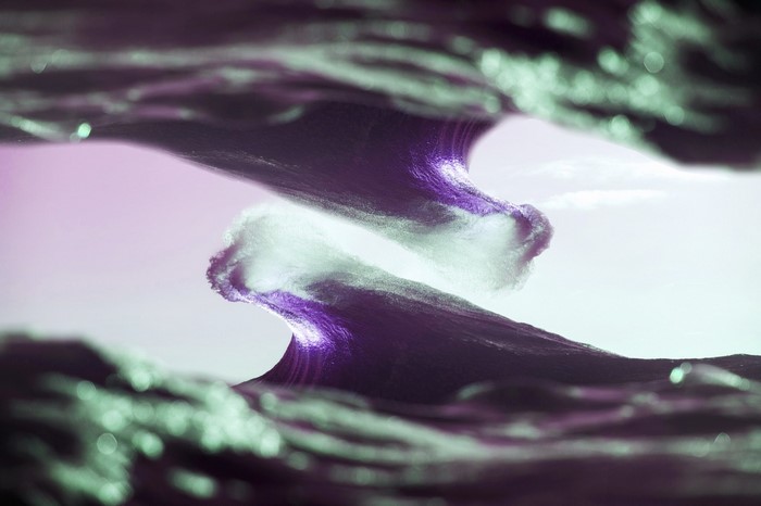 Purple and white waves reflecting light