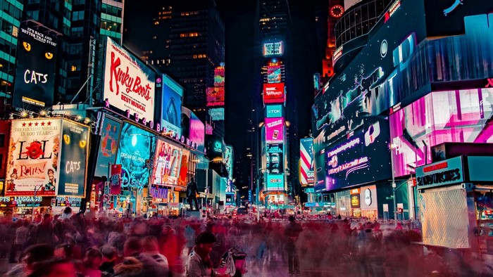 Times Square New York City at Night with Advertisements