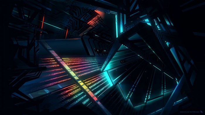 Futuristic abstract architecture with glowing lines