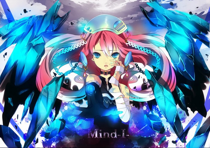 Anime girl with pink hair and blue wings