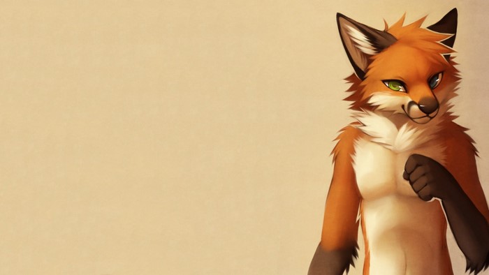 Anthro Fox Cartoon Character with Green Eyes