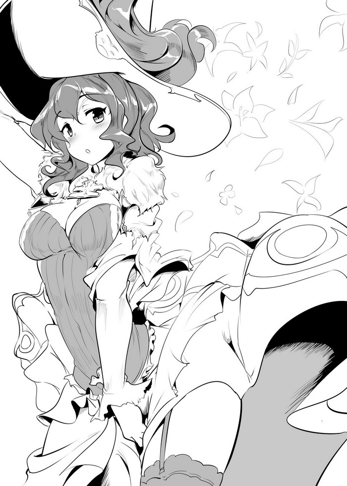 Anime girl in witch hat and dress